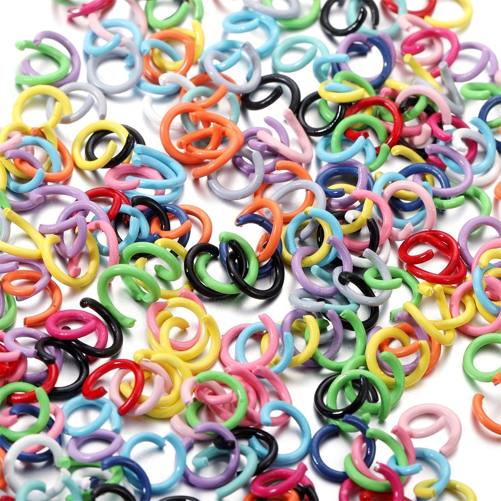 1.2x8mm Colorful Metal Jump Rings, 100pcs