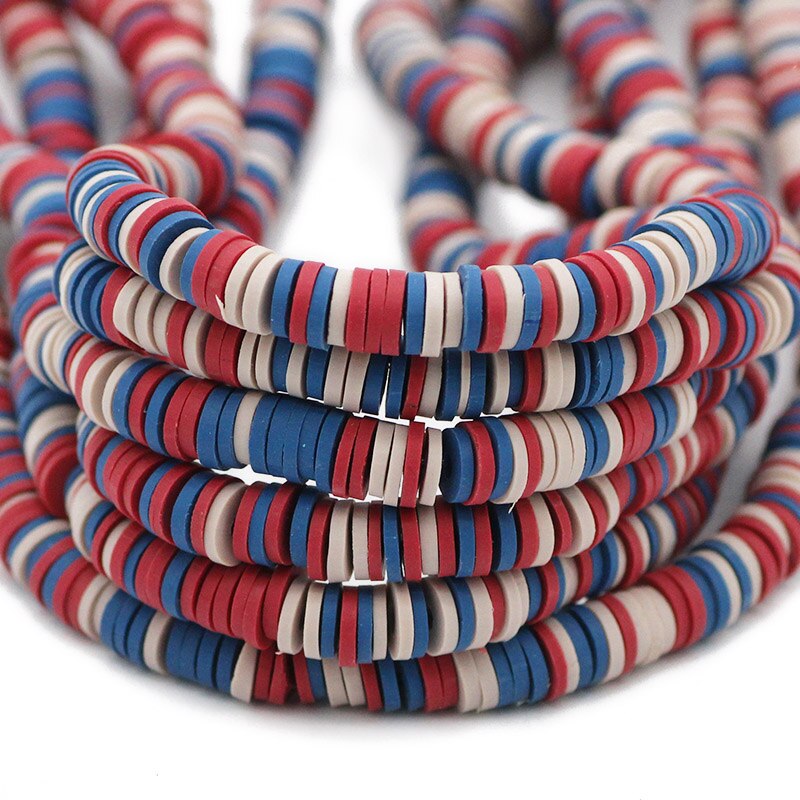 6mm Mixed Color Flat Round Polymer Clay Beads