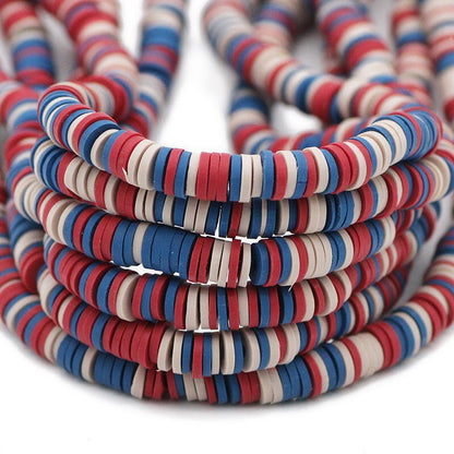6mm Mixed Color Flat Round Polymer Clay Beads