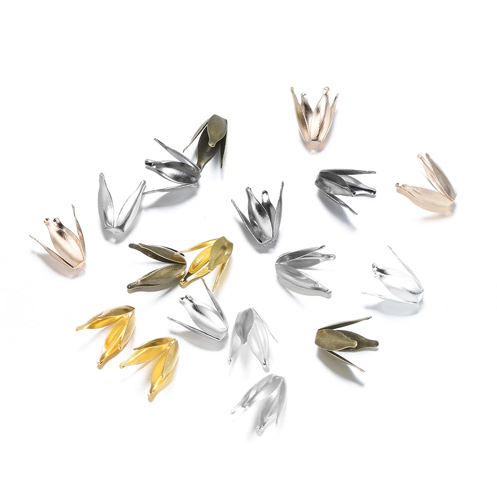 Silver Gold Filigree Petal Bead Caps, 100pcs