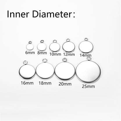 20pcs 6-25mm Stainless Steel Cabochon Base Tray