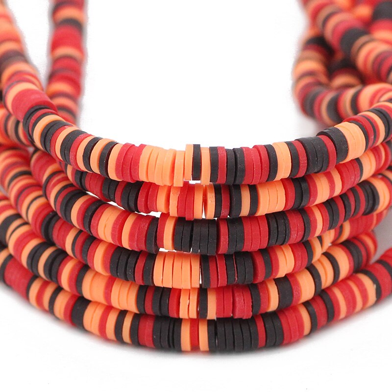 6mm Mixed Color Flat Round Polymer Clay Beads