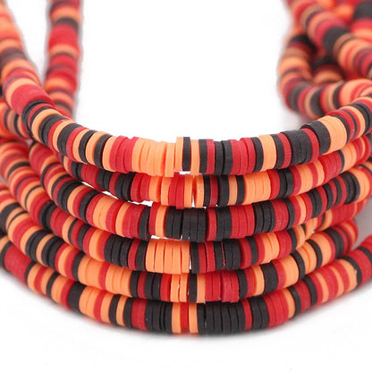 6mm Mixed Color Flat Round Polymer Clay Beads