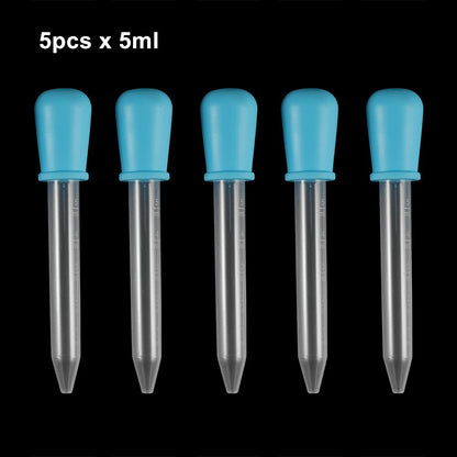 2-5pcs 5ml Clear Silicone Graduated Droppers for Crafts & Candy Molds