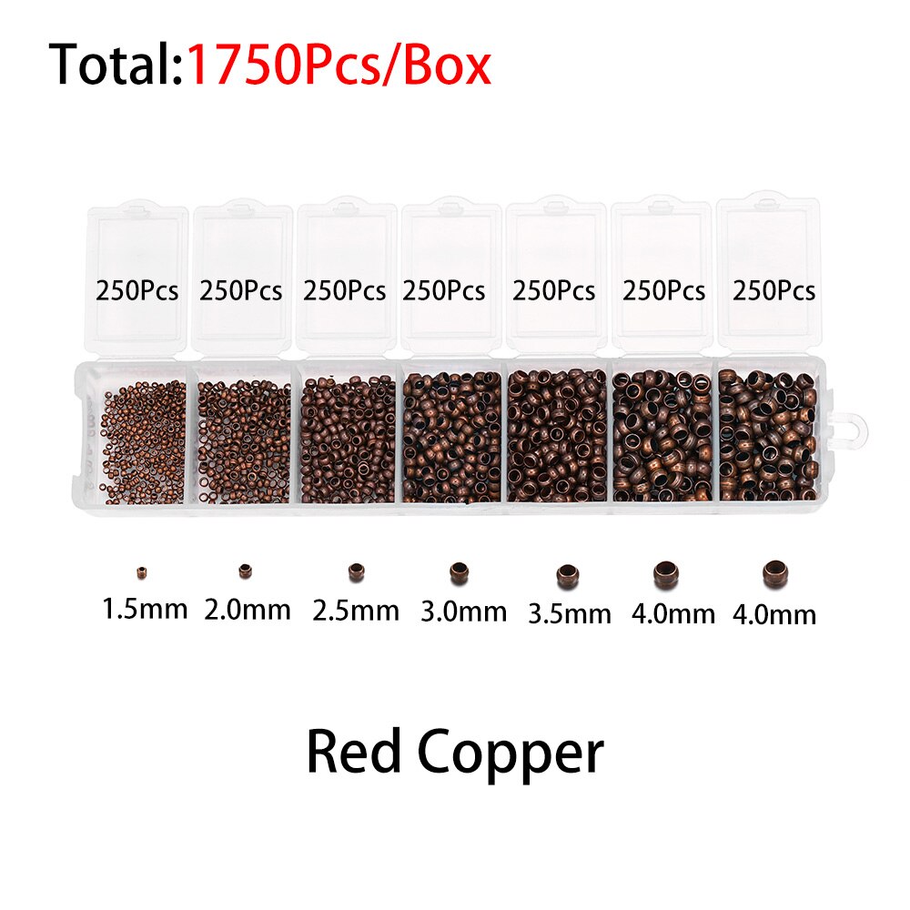 Mixed Color Crimp End Beads, 1750pcs