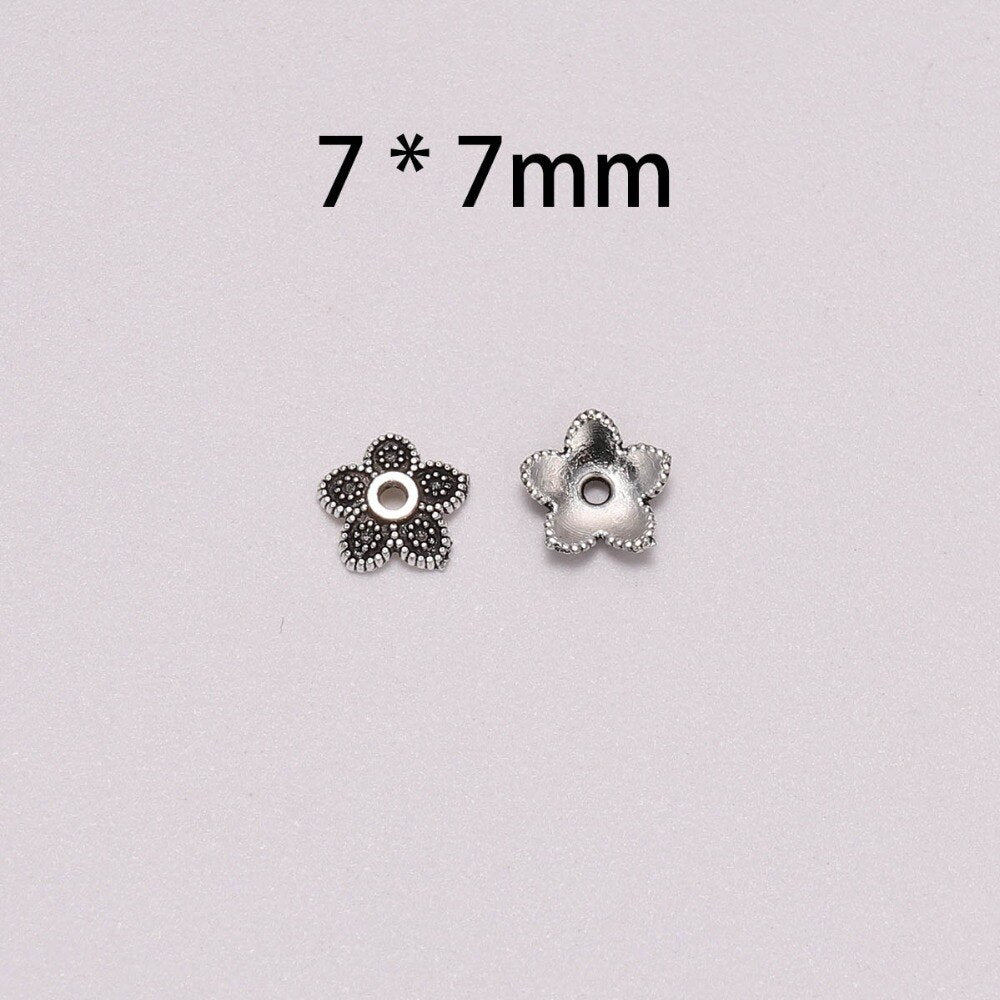 7mm 5-Petal Antique Flower Torus Bead Caps, 50pcs