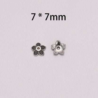 7mm 5-Petal Antique Flower Torus Bead Caps, 50pcs