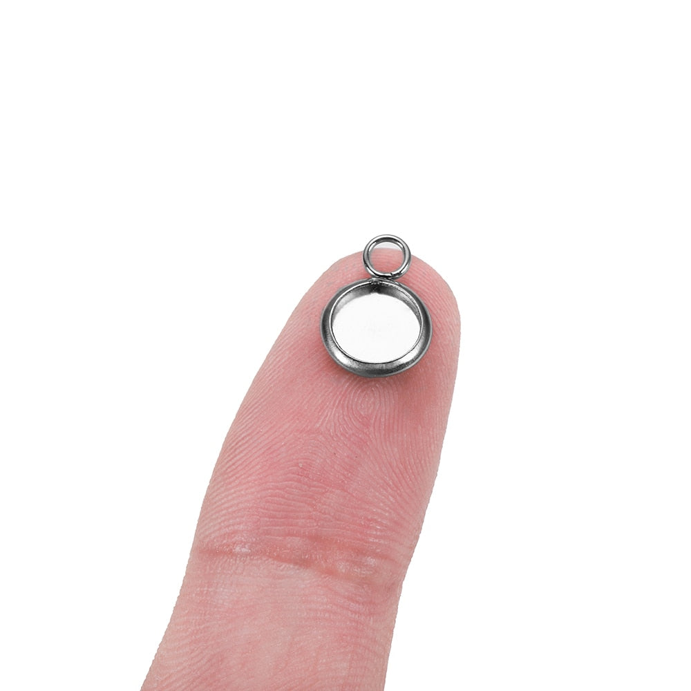 20pcs 6-25mm Stainless Steel Cabochon Base Tray
