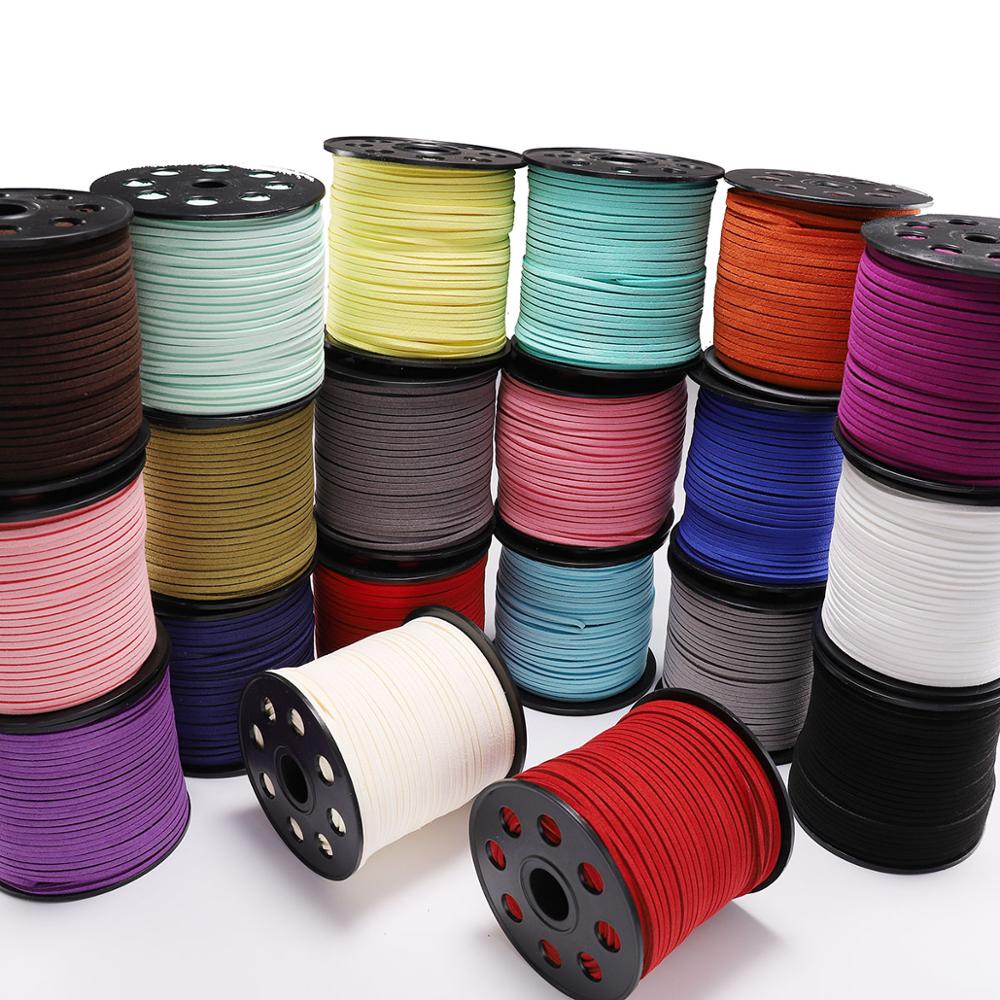 2.5 mm Flat Faux Suede Braided Cord Korean Velvet Leather, 10m lot