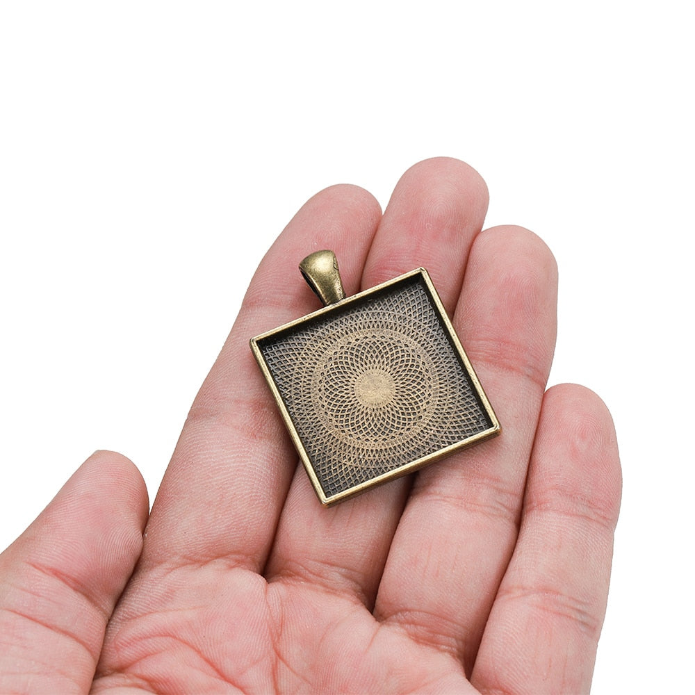 5pcs 25mm Gold Plated Square Cabochon Base