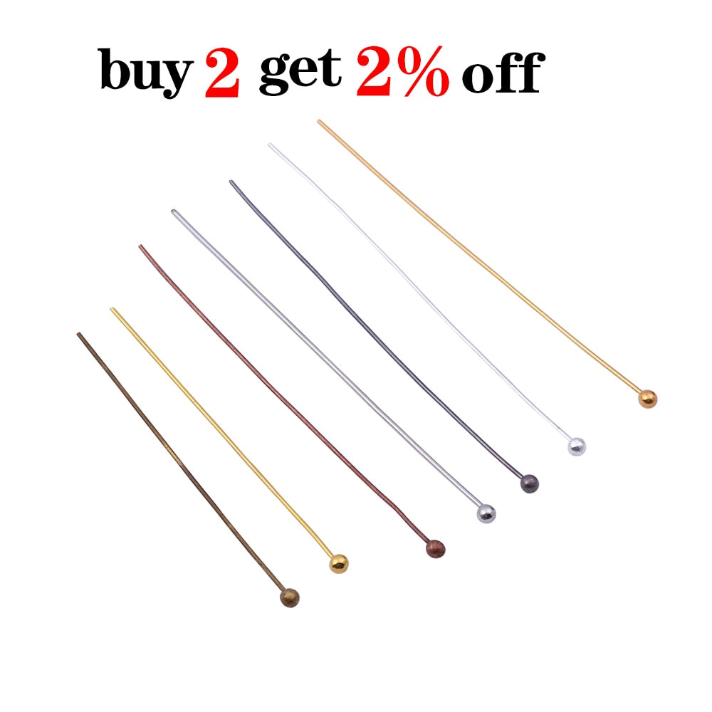 16-50mm Gold Metal Ball Head Pins, 50-200pcs