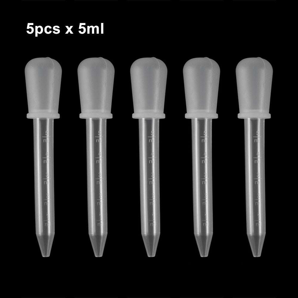 2-5pcs 5ml Clear Silicone Graduated Droppers for Crafts & Candy Molds