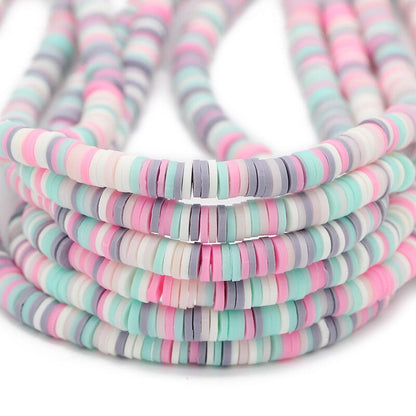 6mm Mixed Color Flat Round Polymer Clay Beads
