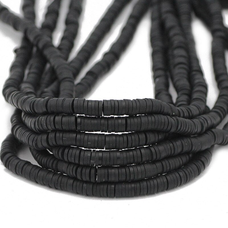 6mm Mixed Color Flat Round Polymer Clay Beads