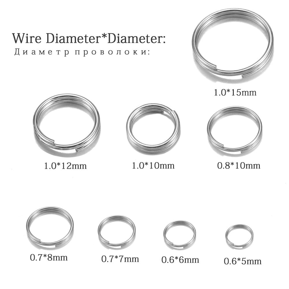 50-100pcs, 6-12mm Steel Double Loop Jump Rings