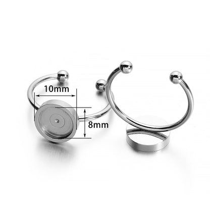10pcs 4-10mm Stainless Steel Ring Settings