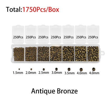 Mixed Color Crimp End Beads, 1750pcs