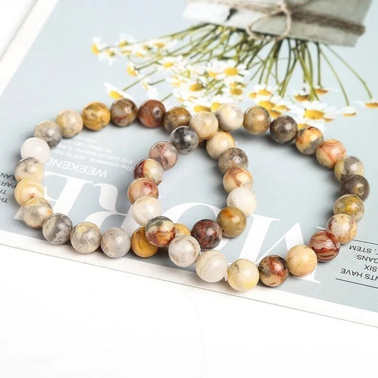 Crazy lace agate gemstone stretch bracelet, 4-12mm
