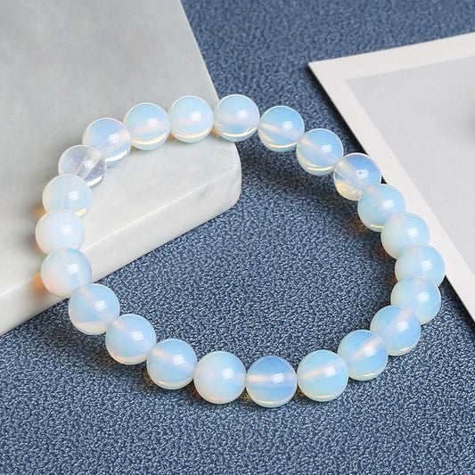 White opalite gemstone stretch bracelet, 4-12mm