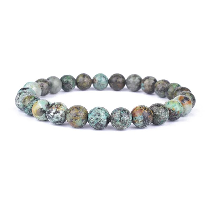 African turquoise gemstone stretch bracelet, 4-12mm
