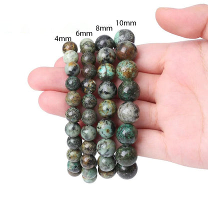 African turquoise gemstone stretch bracelet, 4-12mm