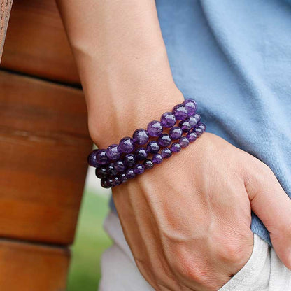 Amethyst Gemstone Stretch Bracelet 4-12mm