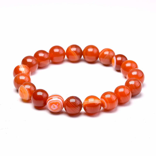 Carnelian agate gemstone stretch bracelet, 4-12mm