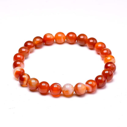 Carnelian agate gemstone stretch bracelet, 4-12mm