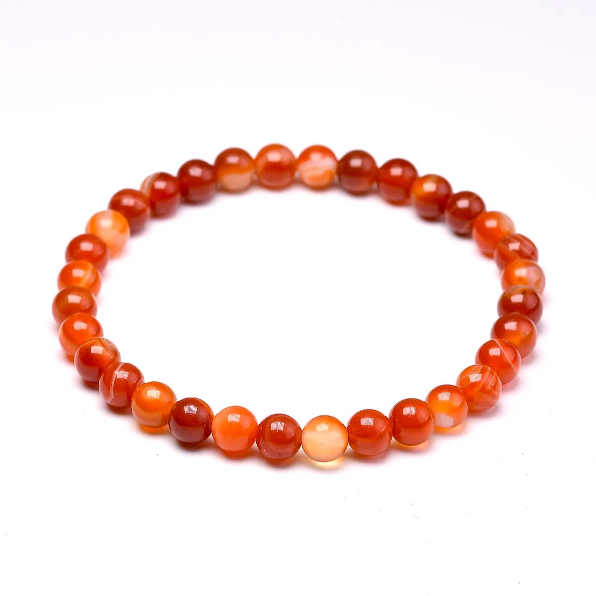 Carnelian agate gemstone stretch bracelet, 4-12mm