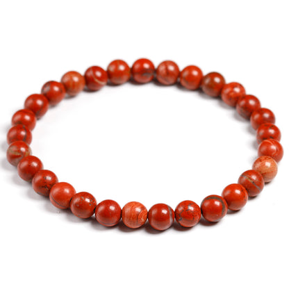 Red jasper gemstone stretch bracelet,  4-12mm