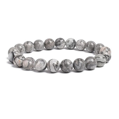 Landscape jasper gemstone stretch bracelet, 4-12mm