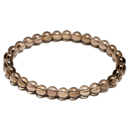 Smoky quartz gemstone stretch bracelet, 6-12mm