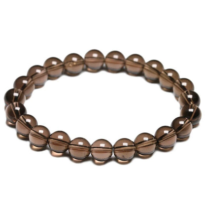 Smoky quartz gemstone stretch bracelet, 6-12mm