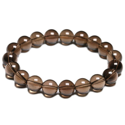 Smoky quartz gemstone stretch bracelet, 6-12mm