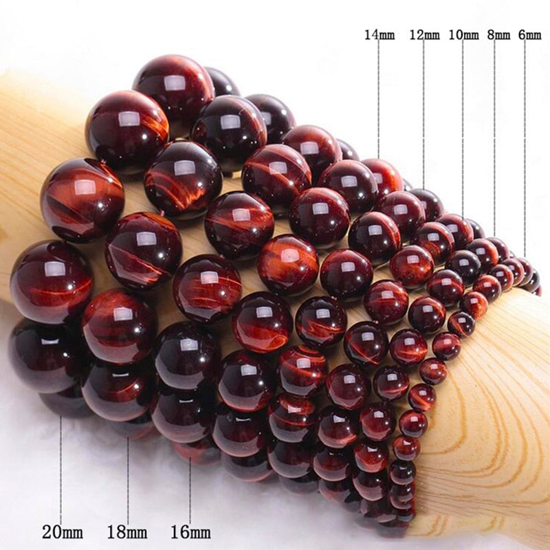Red tiger eye gemstone stretch bracelet,  4-12mm