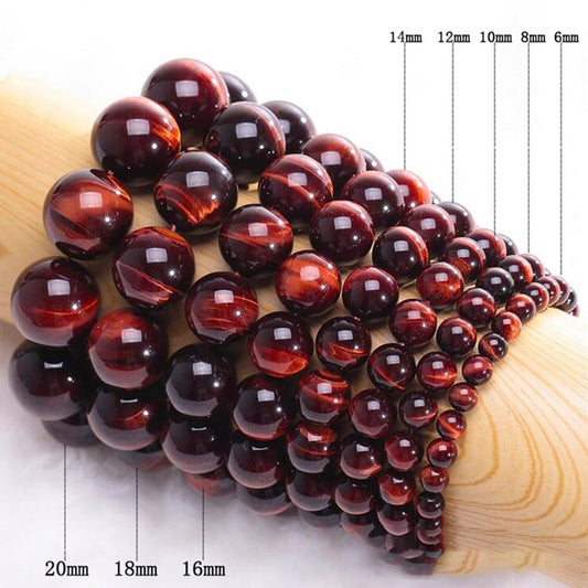 Red tiger eye gemstone stretch bracelet,  4-12mm