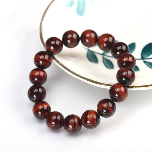 Red tiger eye gemstone stretch bracelet,  4-12mm