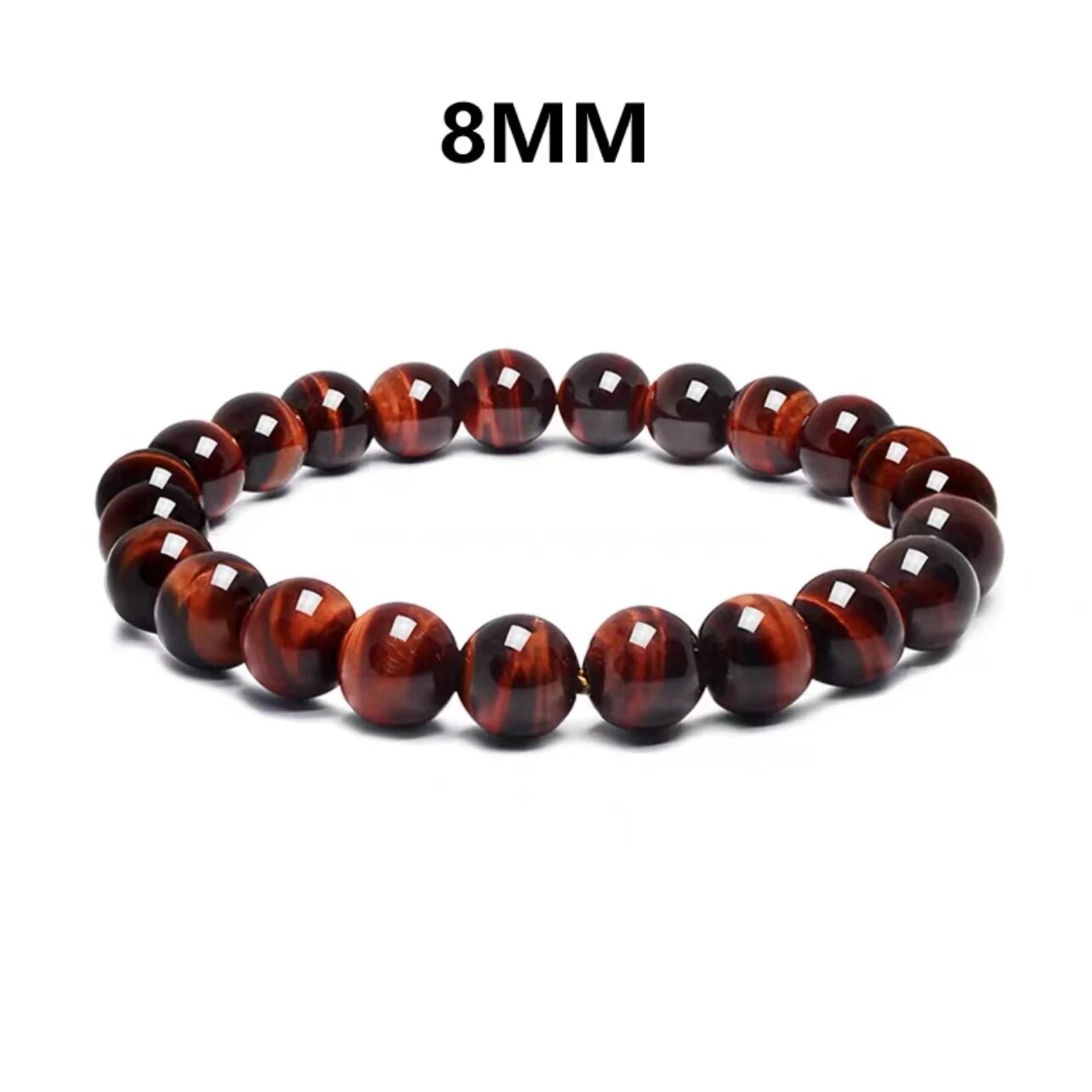 Red tiger eye gemstone stretch bracelet,  4-12mm