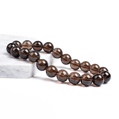 Smoky quartz gemstone stretch bracelet, 6-12mm