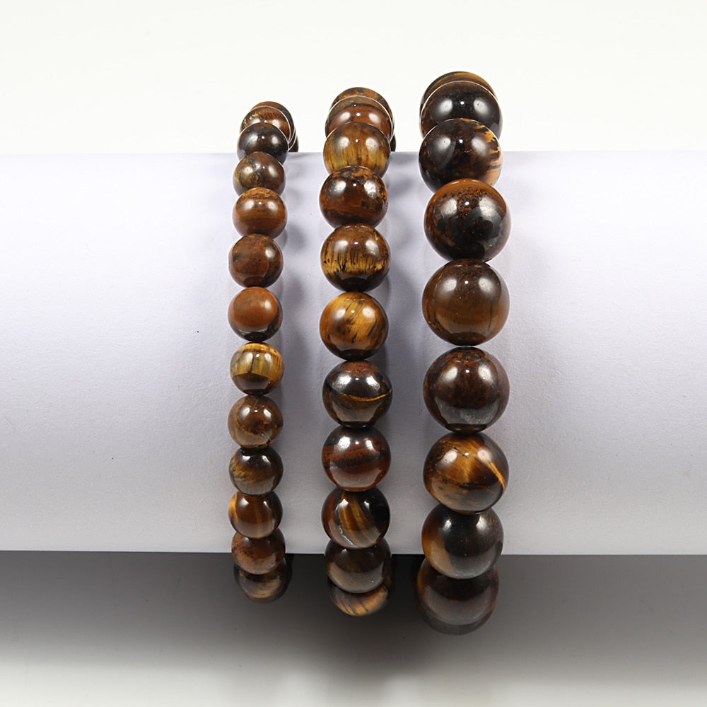 Yellow Brown Tiger-eye Gemstone Bracelet, 4-12mm