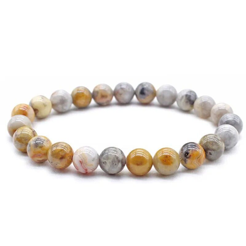 Crazy lace agate gemstone stretch bracelet, 4-12mm
