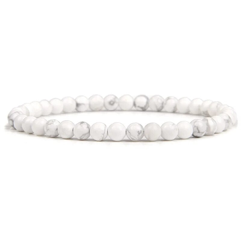 White Turquoise Gemstone Stretch Bracelet 4-12mm
