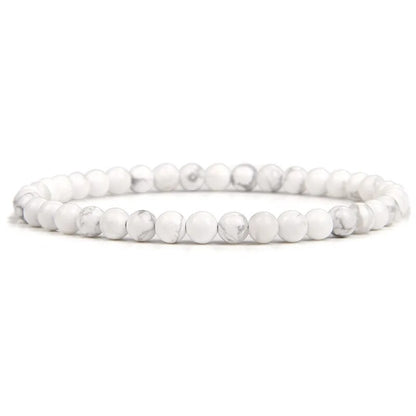 White Turquoise Gemstone Stretch Bracelet 4-12mm