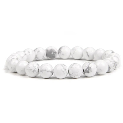 White Turquoise Gemstone Stretch Bracelet 4-12mm