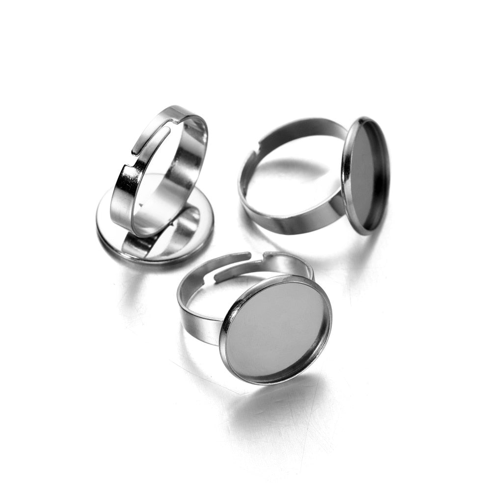 10Pcs Metal Plated Adjustable Ring Settings