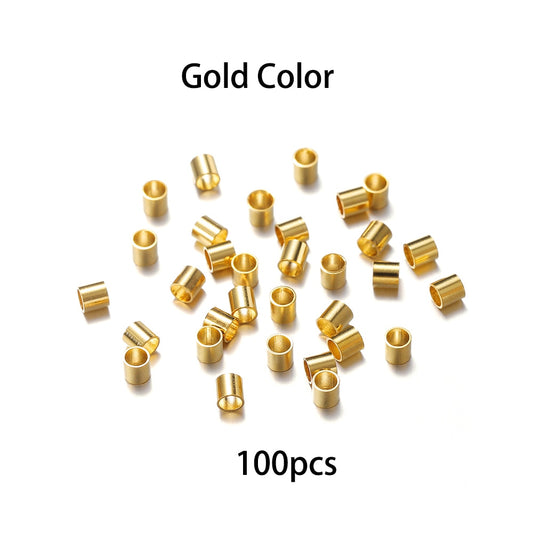 Stainless Steel Tube End Beads 1 1.5 2mm, 100pcs