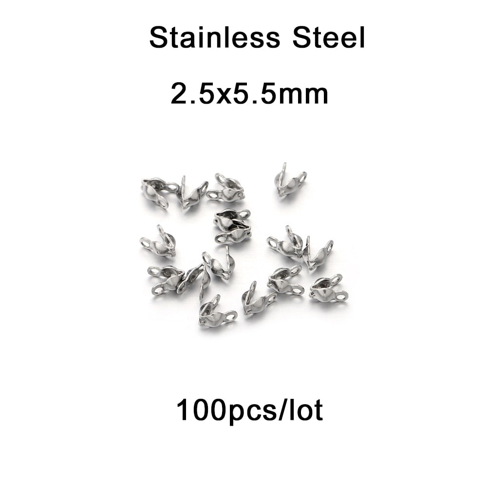 4x7mm Ball Chain Calotte End Crimps, 100-200pcs