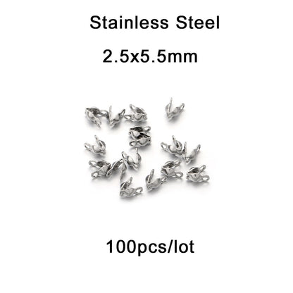 4x7mm Ball Chain Calotte End Crimps, 100-200pcs