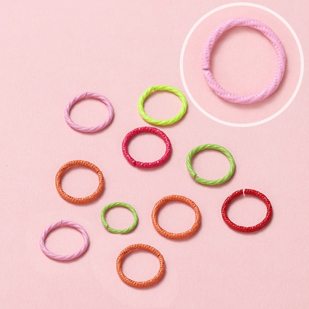 50pcs 8-12mm Colorful Twist Jump Rings