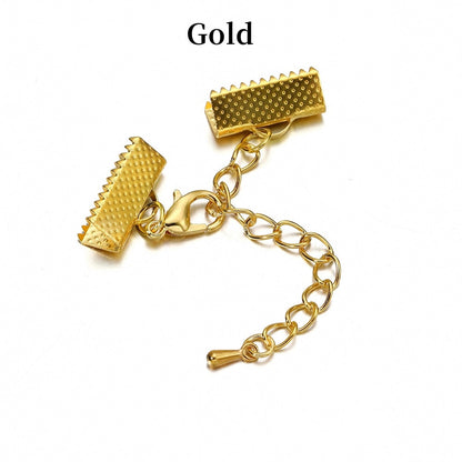 Ribbon Leather Cord End Clasps Set